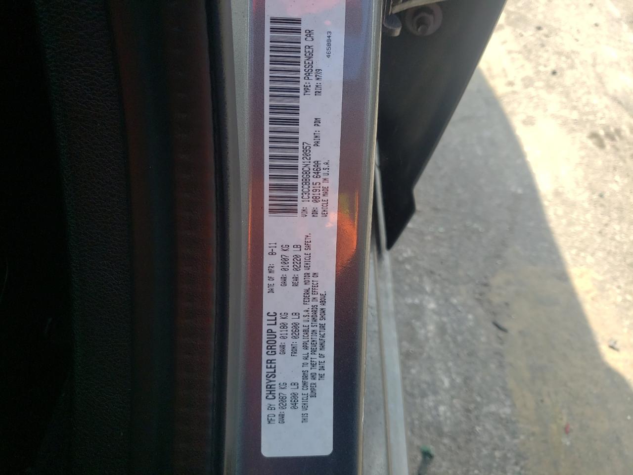 Photo 10 from auction – 2012 CHRYSLER 200 TOURIN with VIN 1C3CCBBG8CN120957