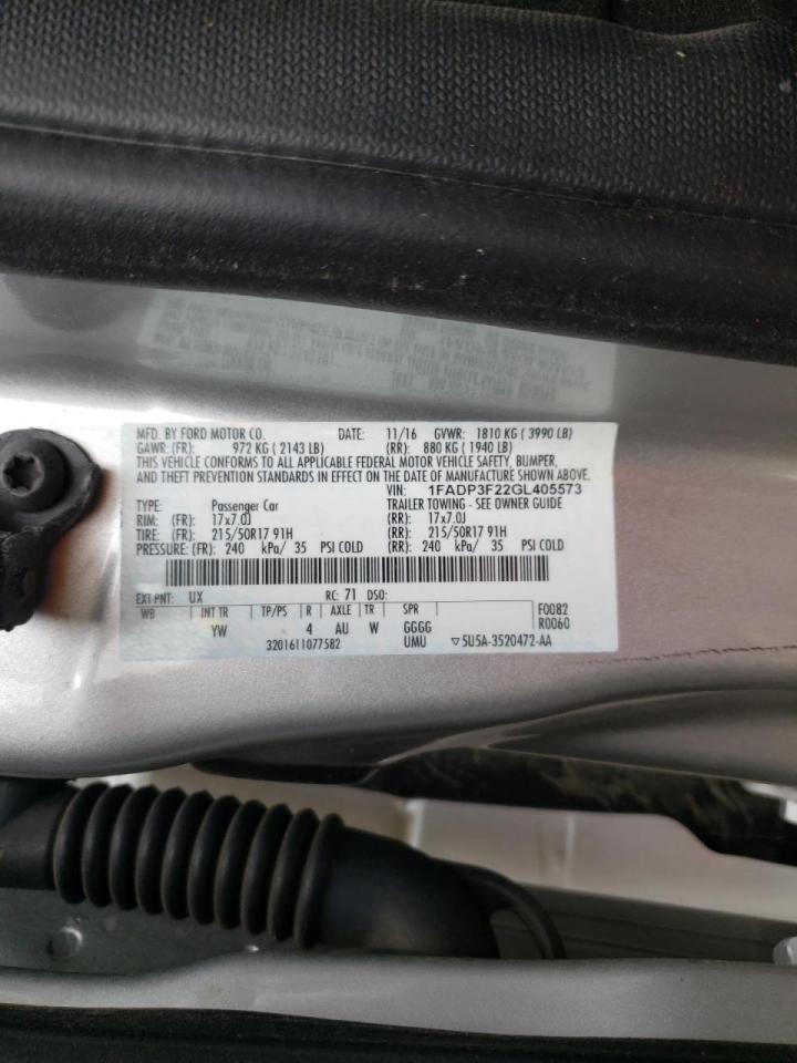 Photo 10 from auction – 2016 FORD FOCUS SE with VIN 1FADP3F22GL405573
