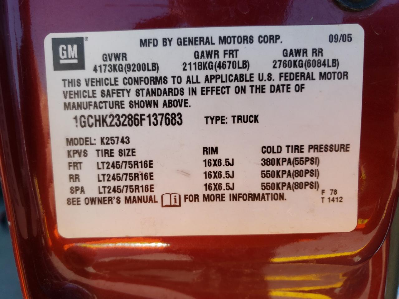 Photo 10 from auction – 2006 CHEVROLET SILVERADO with VIN 1GCHK23286F137683