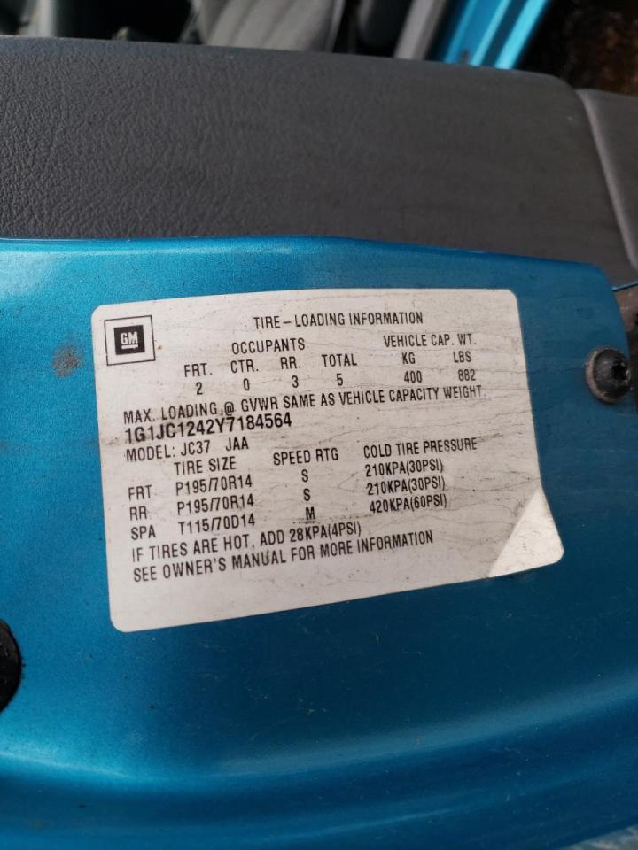 Photo 10 from auction – 2000 CHEVROLET CAVALIER with VIN 1G1JC1242Y7184564
