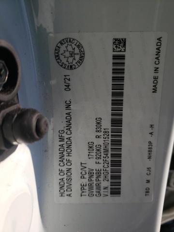 Photo 10 from auction – 2021 HONDA CIVIC LX with VIN 2HGFC2F54MH015281