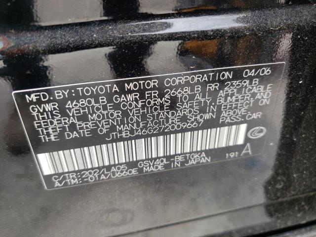 Photo 10 from auction – 2007 LEXUS ES 350 with VIN JTHBJ46G272009667