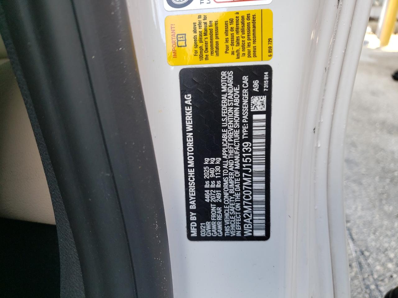 Photo 10 from auction – 2021 BMW 230I with VIN WBA2M7C07M7J15139