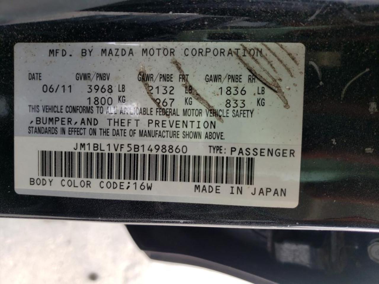 Photo 10 from auction – 2011 MAZDA 3 I with VIN JM1BL1VF5B1498860