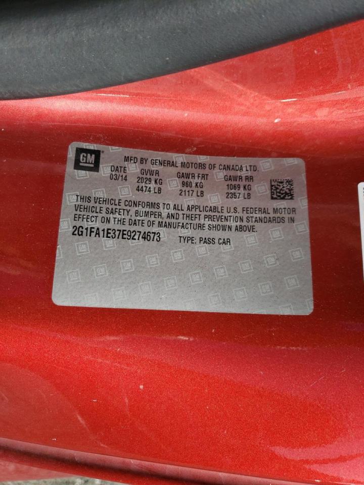 Photo 10 from auction – 2014 CHEVROLET CAMARO LS with VIN 2G1FA1E37E9274673