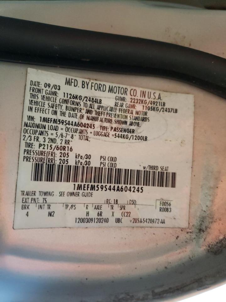 Photo 10 from auction – 2004 MERCURY SABLE LS P with VIN 1MEFM59S44A604245