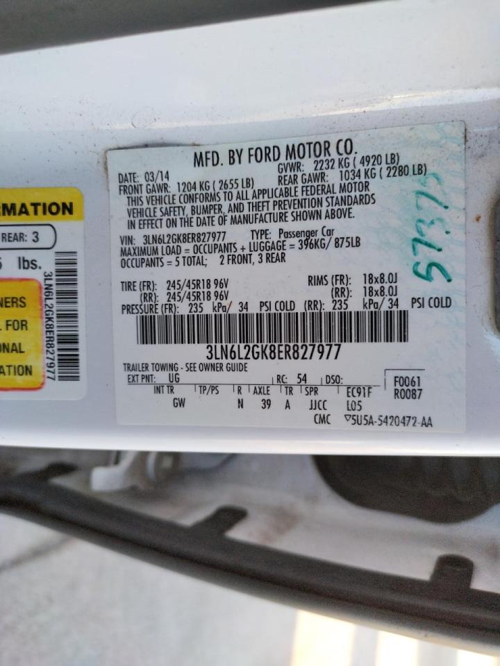 Photo 10 from auction – 2014 LINCOLN MKZ with VIN 3LN6L2GK8ER827977