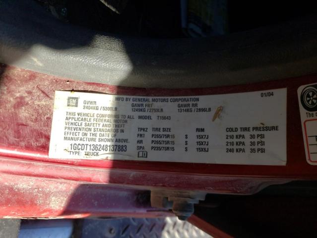 Photo 10 from auction – 2004 CHEVROLET COLORADO with VIN 1GCDT136248137883