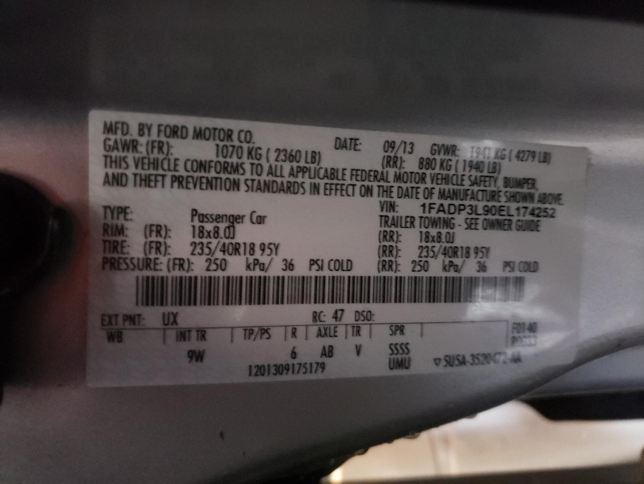Photo 10 from auction – 2014 FORD FOCUS ST with VIN 1FADP3L90EL174252