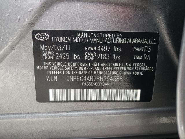 Photo 10 from auction – 2011 HYUNDAI SONATA SE with VIN 5NPEC4AB7BH294586