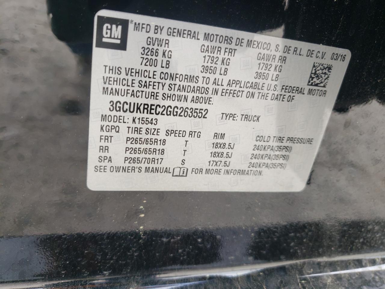 Photo 10 from auction – 2016 CHEVROLET SILVERADO with VIN 3GCUKREC2GG263552