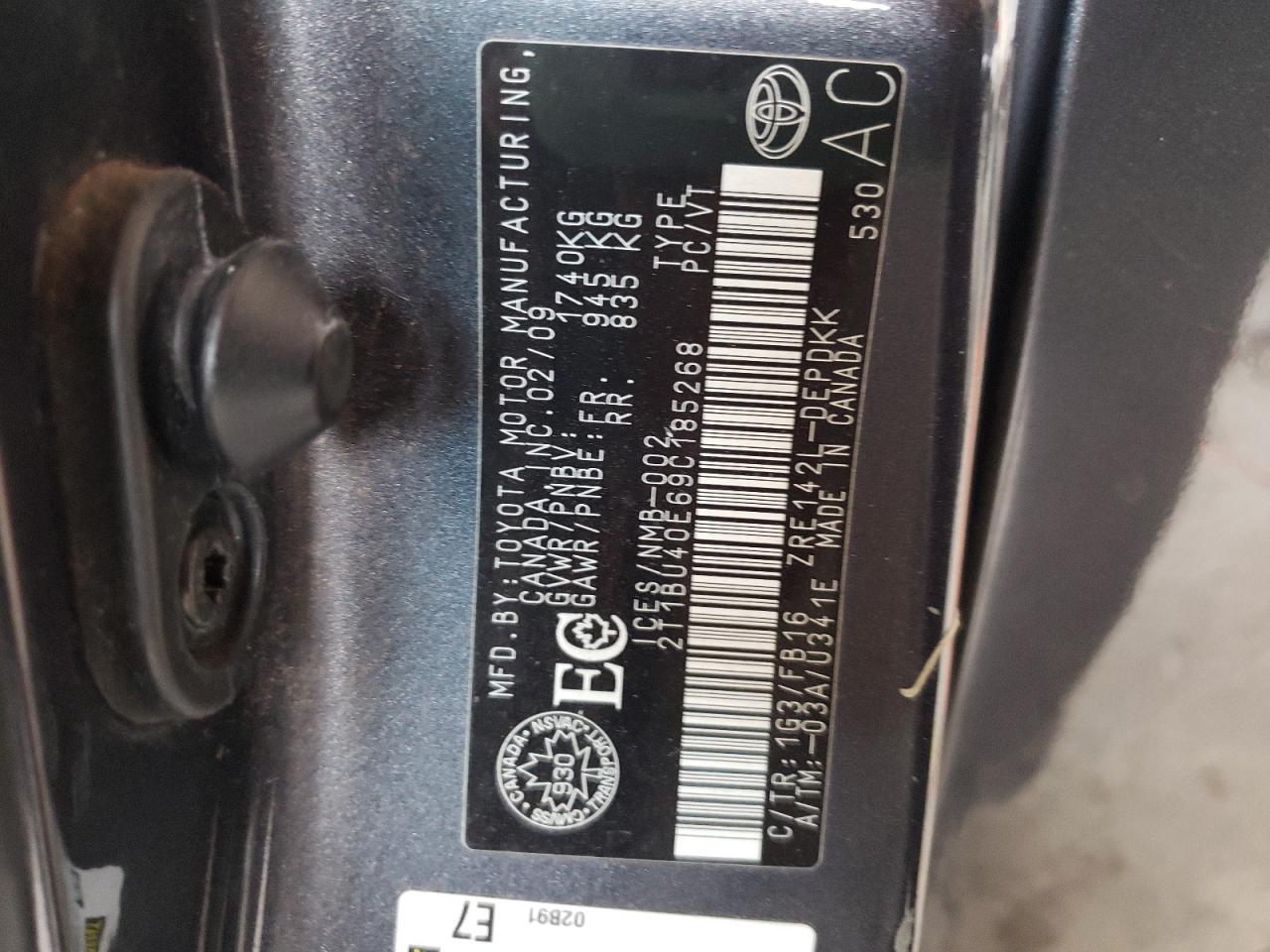 Photo 10 from auction – 2009 TOYOTA COROLLA BA with VIN 2T1BU40E69C185268