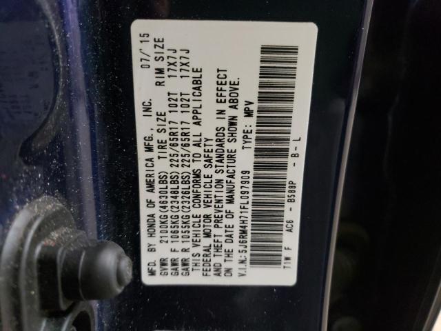 Photo 10 from auction – 2015 HONDA CR-V EXL with VIN 5J6RM4H71FL097909