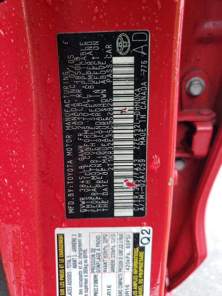 Photo 10 from auction – 2005 TOYOTA COROLLA MA with VIN 2T1KR32E35C552825