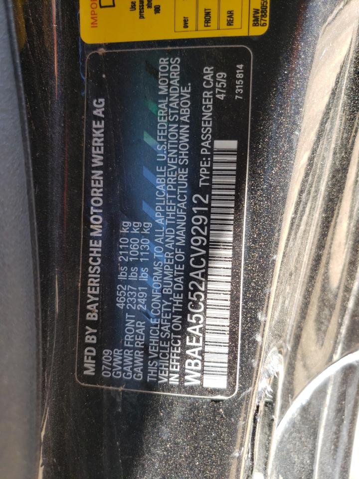 Photo 10 from auction – 2010 BMW 650 I with VIN WBAEA5C52ACV92912