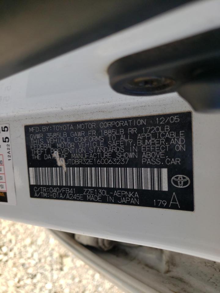 Photo 10 from auction – 2006 TOYOTA COROLLA CE with VIN JTDBR32E160063237