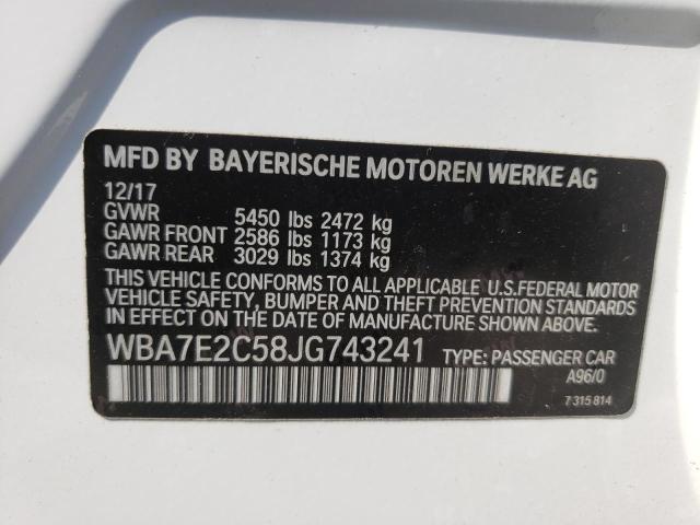Photo 10 from auction – 2018 BMW 740 I with VIN WBA7E2C58JG743241