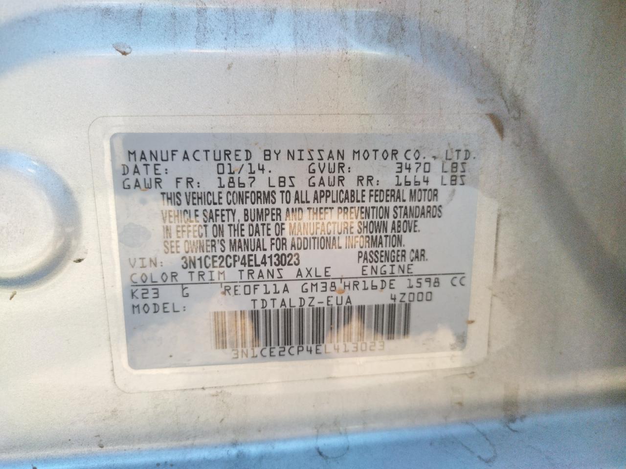 Photo 10 from auction – 2014 NISSAN VERSA NOTE with VIN 3N1CE2CP4EL413023