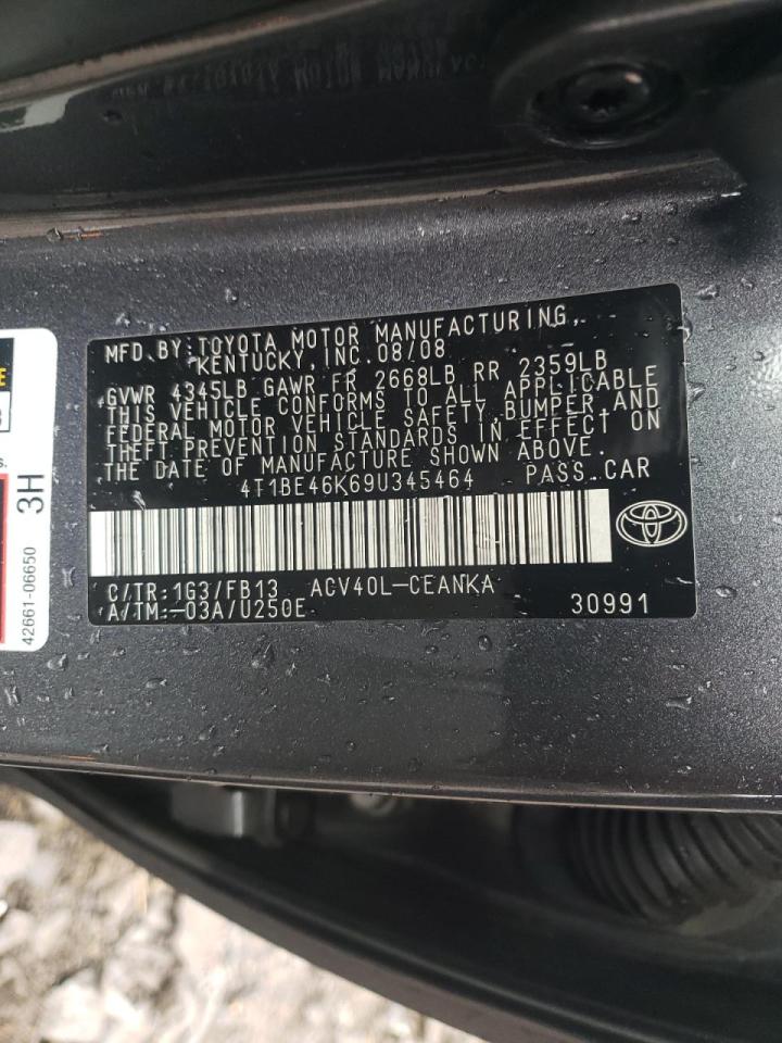 Photo 10 from auction – 2009 TOYOTA CAMRY BASE with VIN 4T1BE46K69U345464