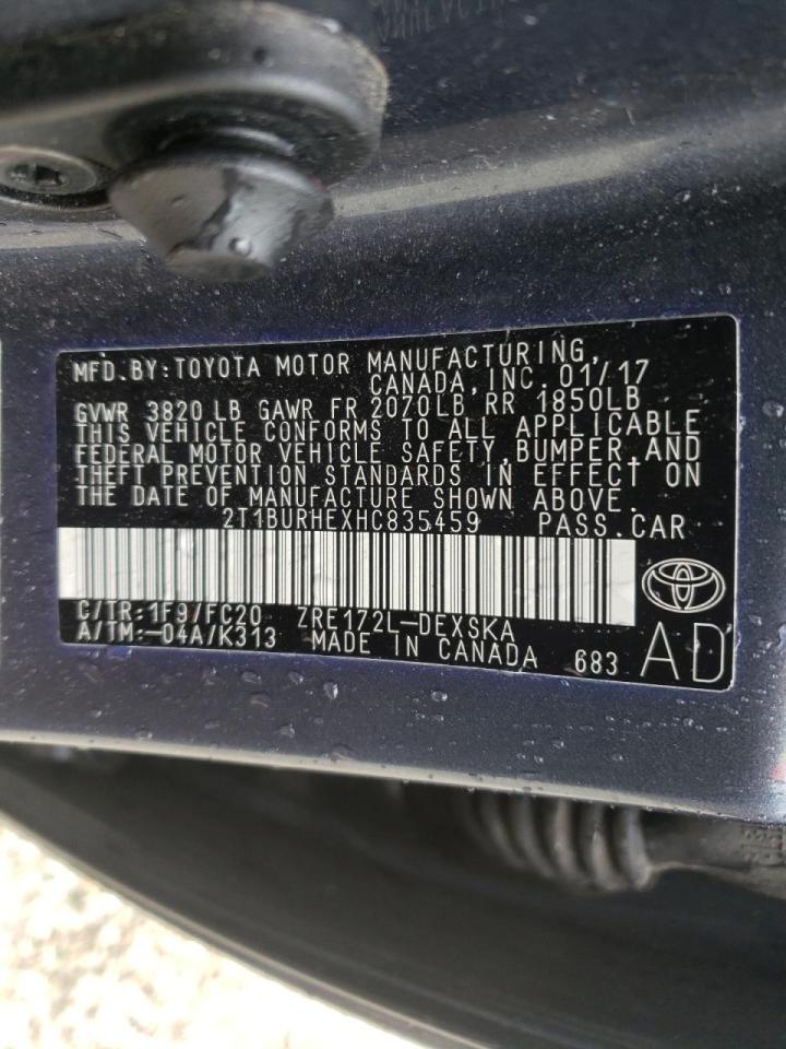 Photo 10 from auction – 2017 TOYOTA COROLLA L with VIN 2T1BURHEXHC835459