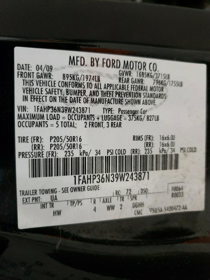 Photo 10 from auction – 2009 FORD FOCUS with VIN 1FAHP36N39W243871