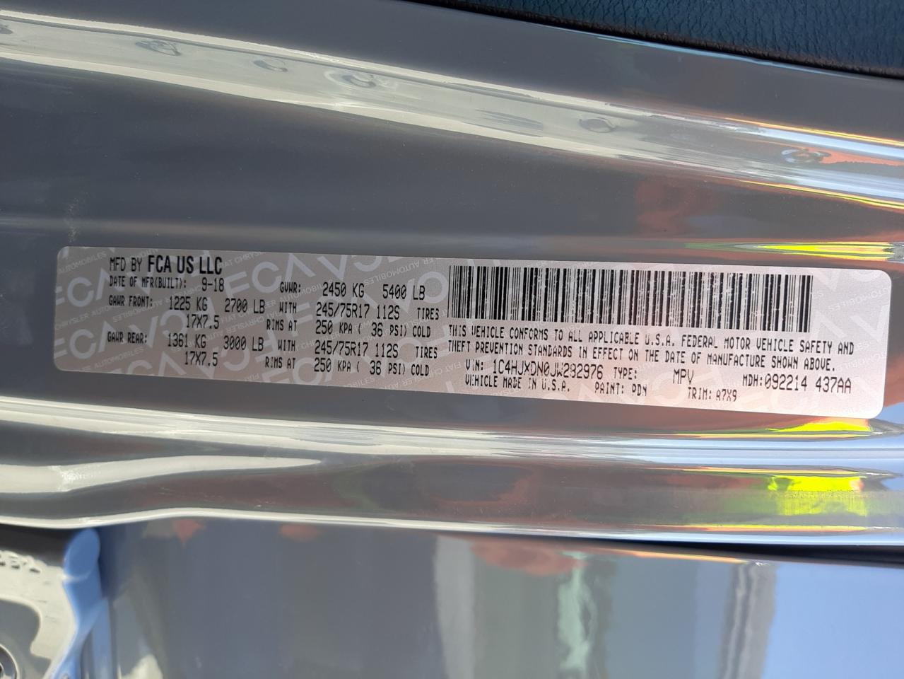 Photo 10 from auction – 2018 JEEP WRANGLER U with VIN 1C4HJXDN0JW282976