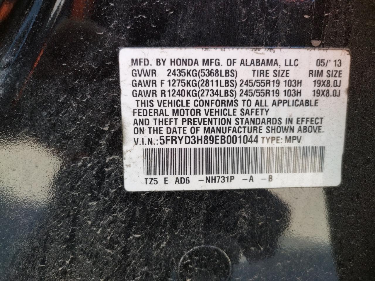 Foto 10 de la subasta – 2014 ACURA MDX ADVANC con VIN 5FRYD3H89EB001044