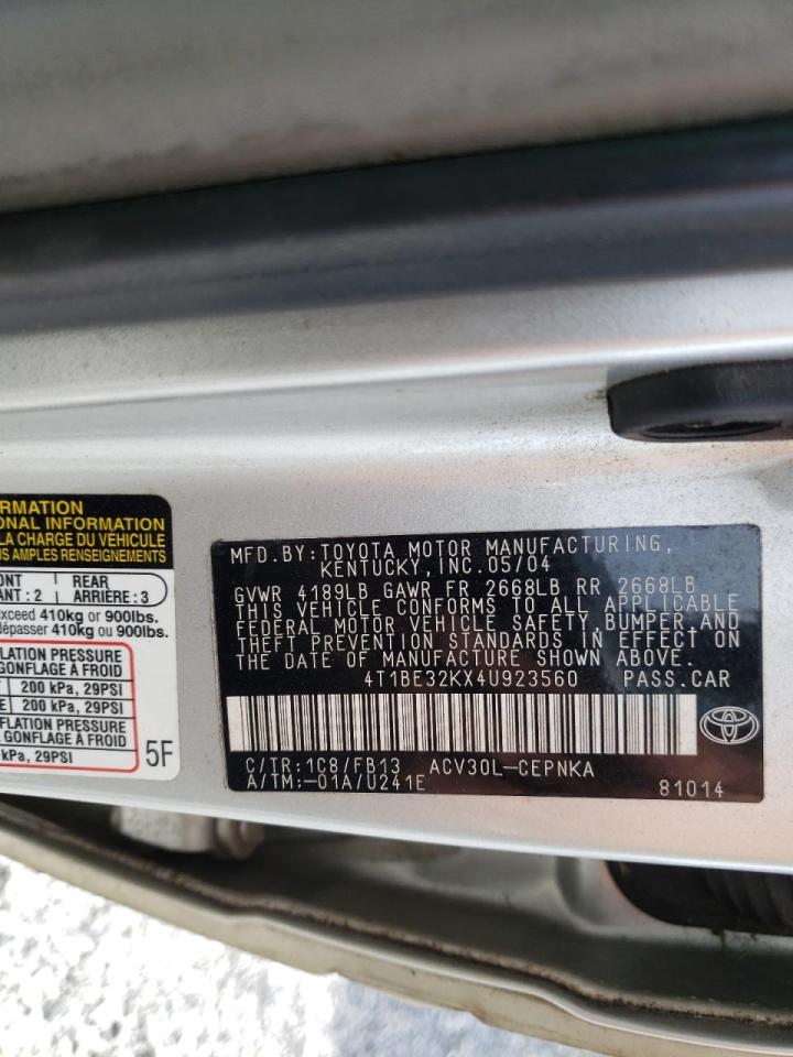 Photo 10 from auction – 2004 TOYOTA CAMRY LE with VIN 4T1BE32KX4U923560