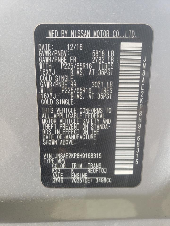 Photo 10 from auction – 2017 NISSAN QUEST S with VIN JN8AE2KP8H9168315