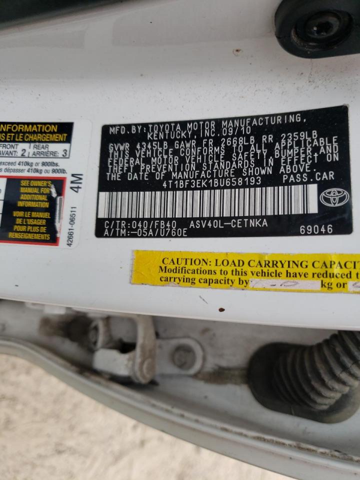 Photo 10 from auction – 2011 TOYOTA CAMRY BASE with VIN 4T1BF3EK1BU658193