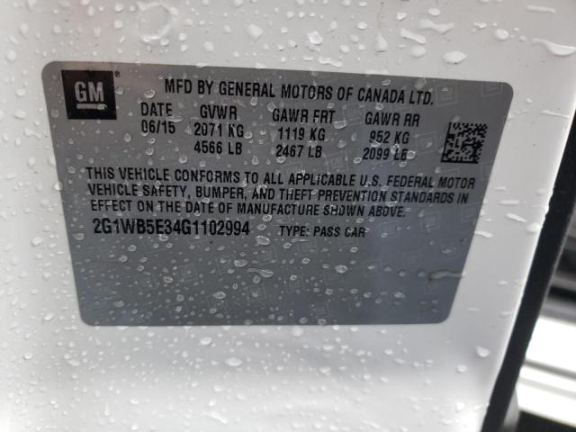 Photo 10 from auction – 2016 CHEVROLET IMPALA LIM with VIN 2G1WB5E34G1102994