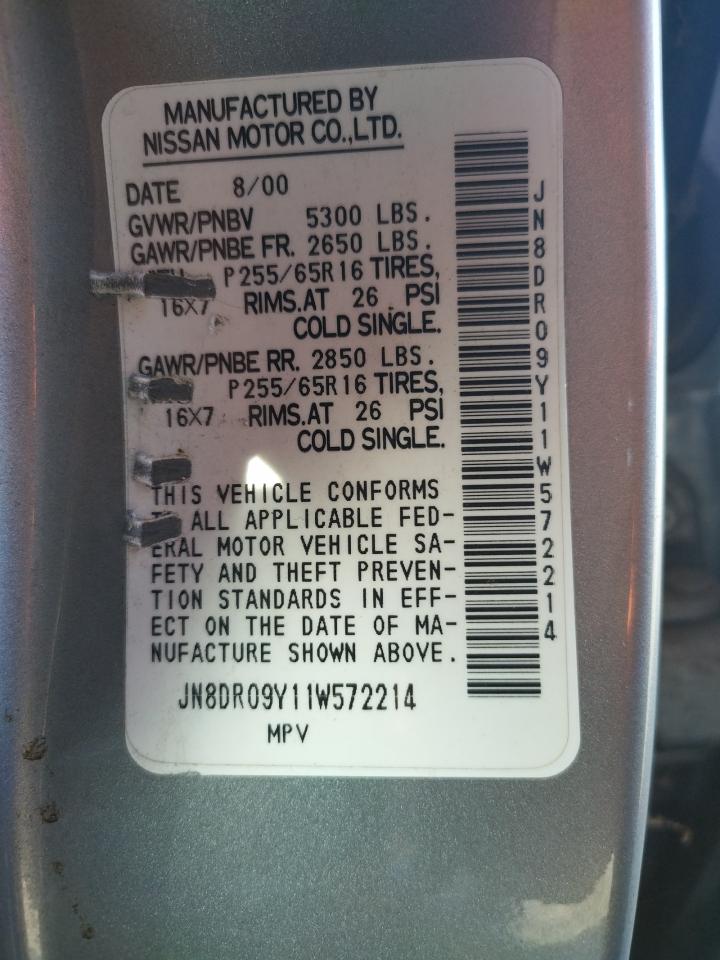 Photo 10 from auction – 2001 NISSAN PATHFINDER with VIN JN8DR09Y11W572214