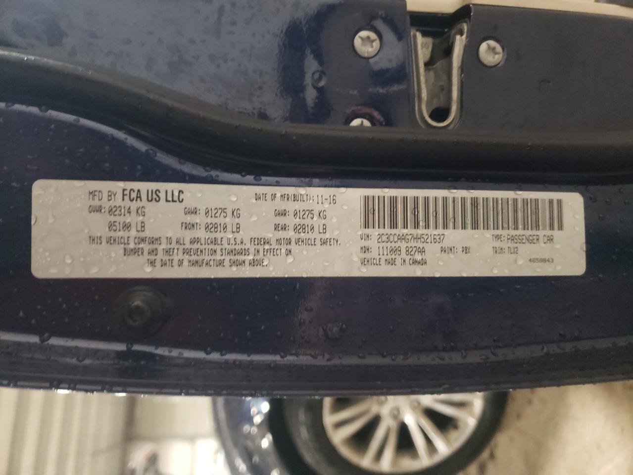 Foto 10 de la subasta – 2017 CHRYSLER 300 LIMITE con VIN 2C3CCAAG7HH521637