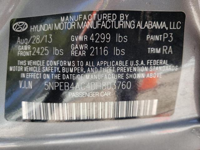 Photo 10 from auction – 2013 HYUNDAI SONATA GLS with VIN 5NPEB4AC4DH803760