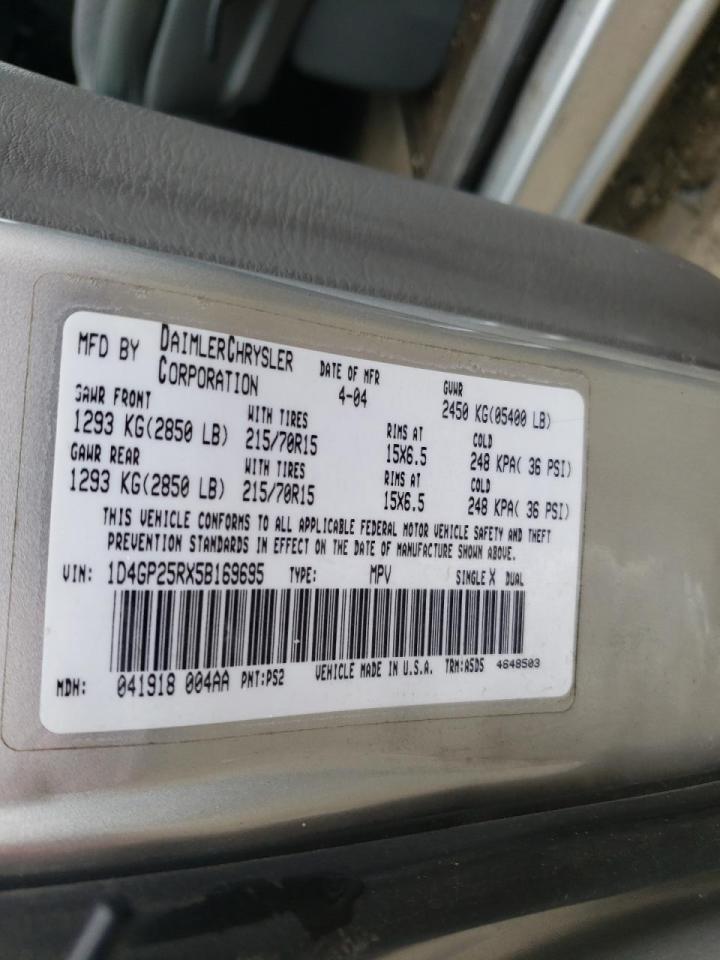 Photo 10 from auction – 2005 DODGE CARAVAN SE with VIN 1D4GP25RX5B169695