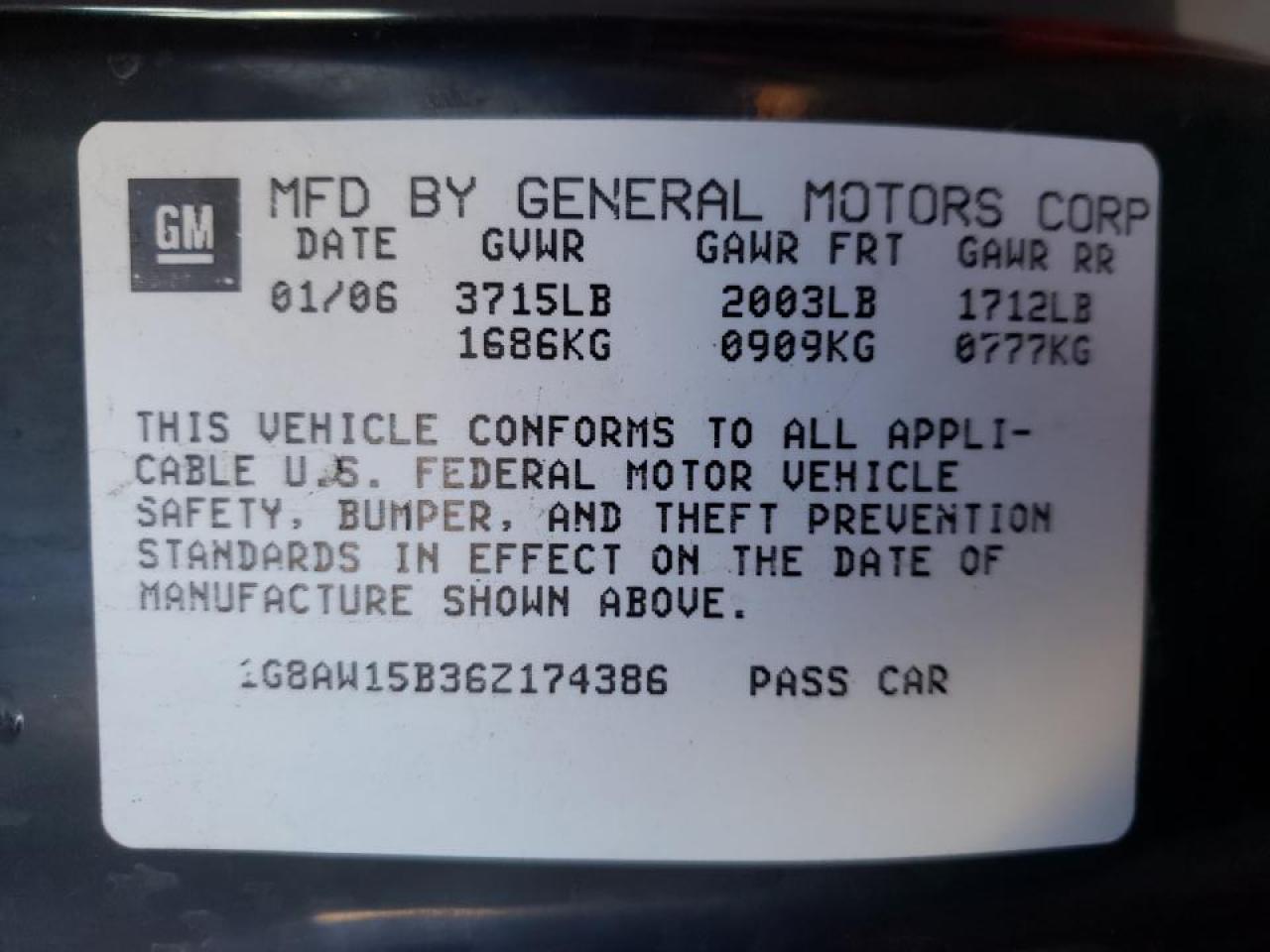 Photo 10 from auction – 2006 SATURN ION LEVEL with VIN 1G8AW15B36Z174386