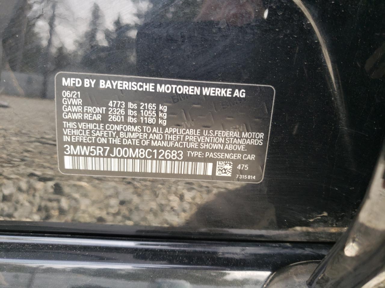 Photo 10 from auction – 2021 BMW 330XI with VIN 3MW5R7J00M8C12683
