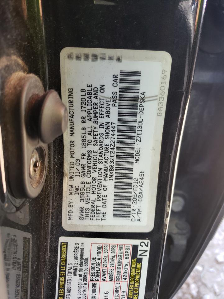 Photo 10 from auction – 2004 TOYOTA COROLLA CE with VIN 1NXBR32E24Z274447