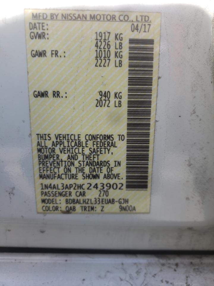 Photo 10 from auction – 2017 NISSAN ALTIMA 2.5 with VIN 1N4AL3AP2HC243902