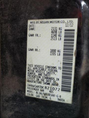 Photo 10 from auction – 2013 NISSAN MAXIMA S with VIN 1N4AA5AP2DC821072