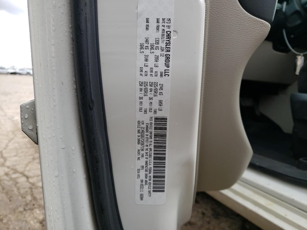 Photo 10 from auction – 2012 DODGE GRAND CARA with VIN 2C4RDGBG7CR367194