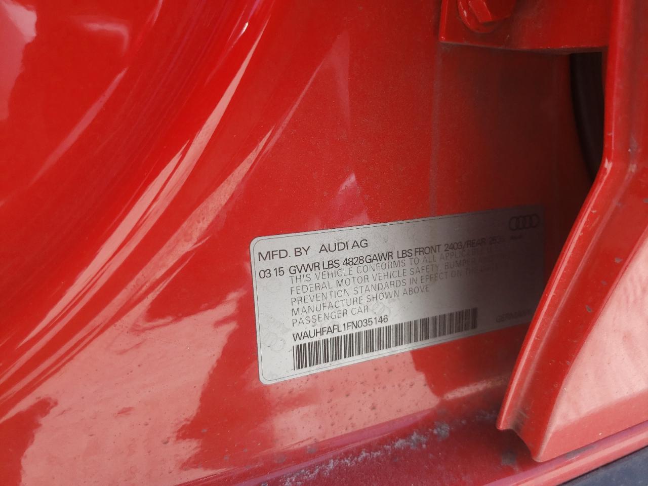Photo 10 from auction – 2015 AUDI A4 PREMIUM with VIN WAUHFAFL1FN035146