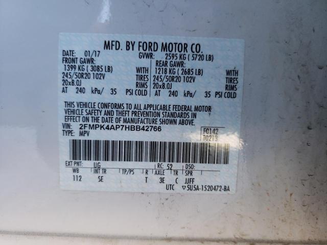 Photo 10 from auction – 2017 FORD EDGE SPORT with VIN 2FMPK4AP7HBB42766
