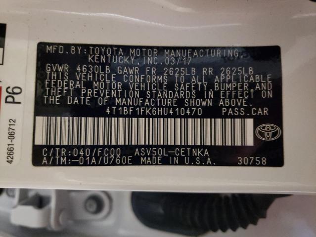 Photo 10 from auction – 2017 TOYOTA CAMRY LE with VIN 4T1BF1FK6HU410470