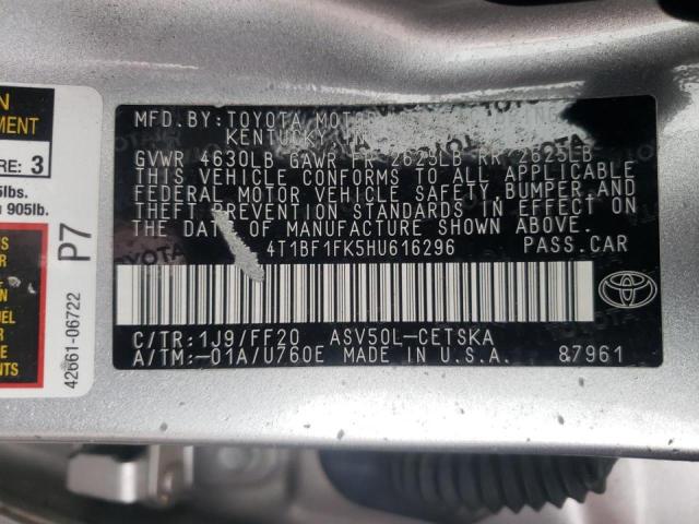 Photo 10 from auction – 2017 TOYOTA CAMRY LE with VIN 4T1BF1FK5HU616296