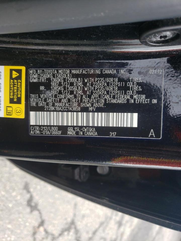 Photo 10 from auction – 2012 LEXUS RX 350 with VIN 2T2BK1BA2CC143858