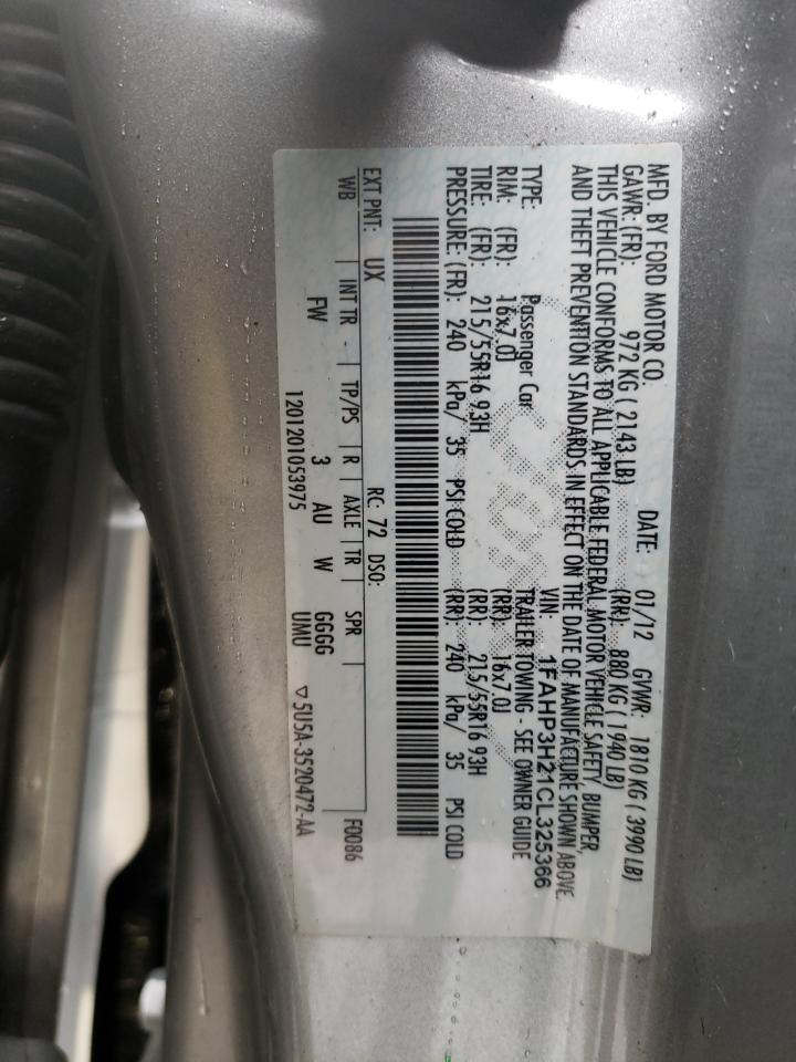 Photo 10 from auction – 2012 FORD FOCUS SEL with VIN 1FAHP3H21CL325366