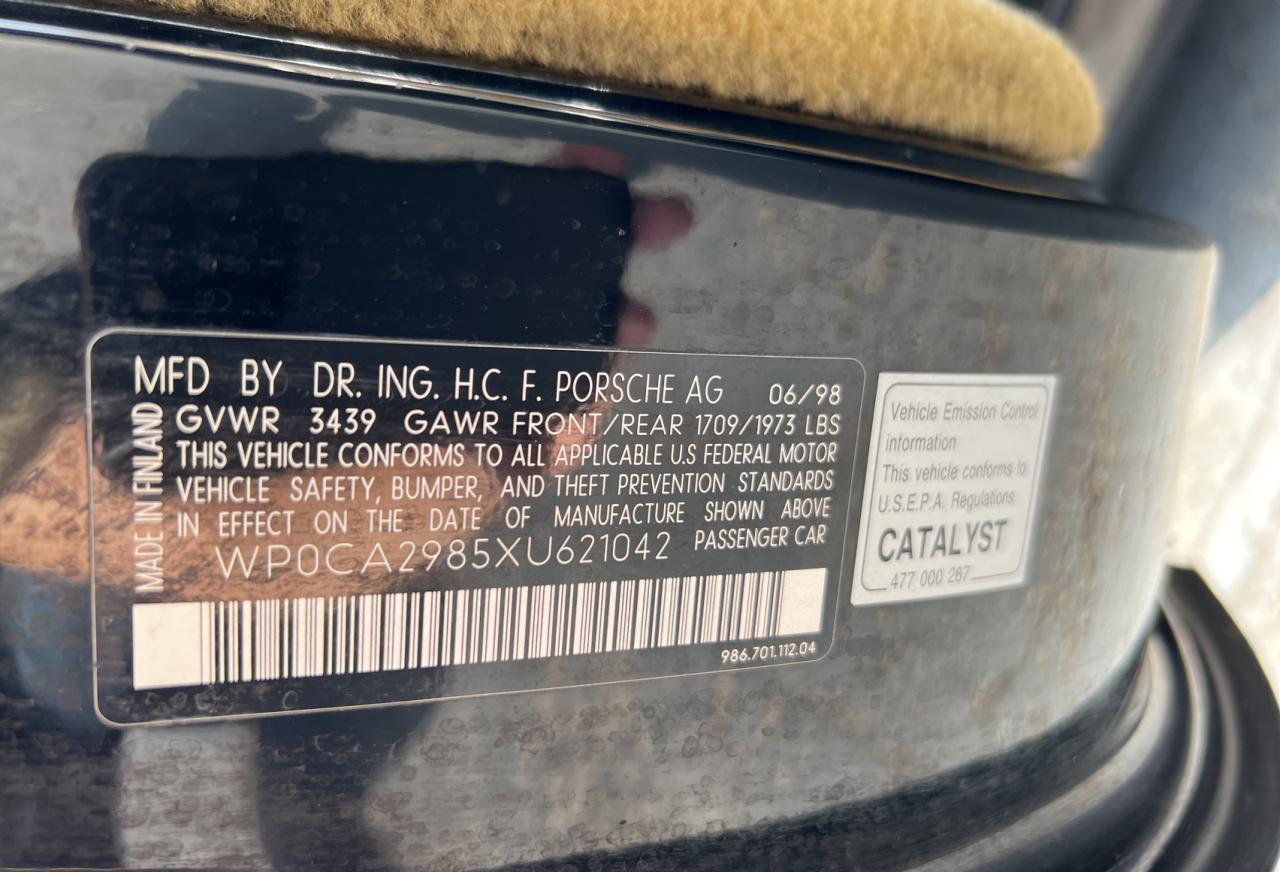 Photo 10 from auction – 1999 PORSCHE BOXSTER with VIN WP0CA2985XU621042