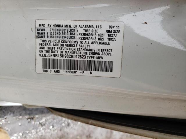 Photo 10 from auction – 2012 HONDA ODYSSEY TO with VIN 5FNRL5H98CB012823