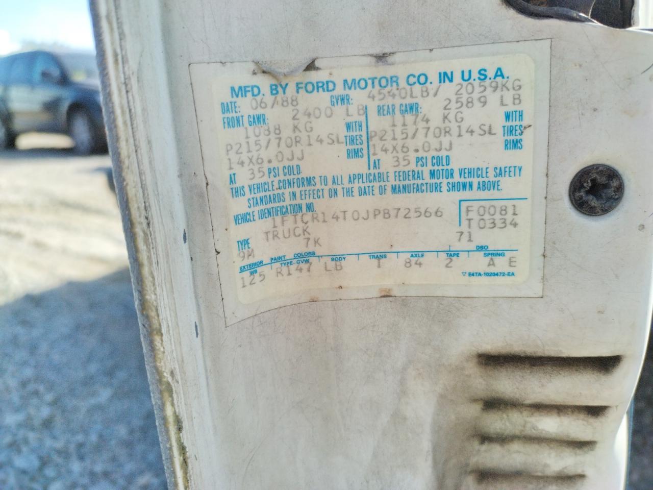 Photo 10 from auction – 1990 FORD RANGER with VIN 1FTCR10A2LUA27943